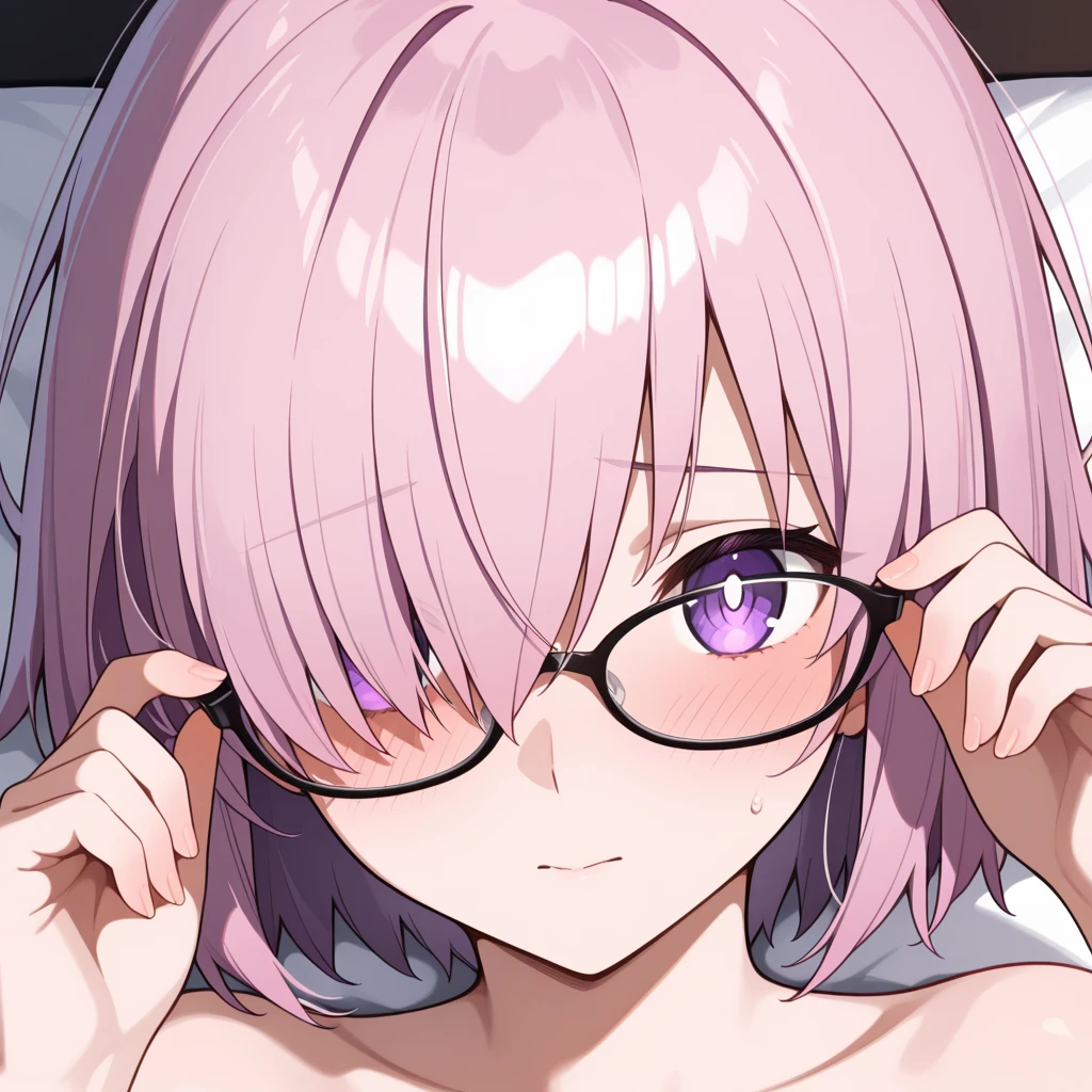 who is 13 years old height 1.49 bring money pink hair black glasses pink eyes an extremely blushing naked girl who is an extremely shy girl a bed they are making love to her she is on top of him his penis inside her vagina
