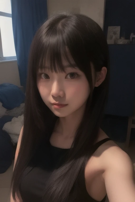 there is a woman with long black hair posing for a picture, O corte Hime, Chiho, preto hime corte cabelo, Yoshitomo Nara, Sui Ishida com cabelo preto, Ela tem cabelo preto com franja, com cabelo preto liso, Menina anime na vida real, Shikami, Harumi, cabelo arrumado com franja