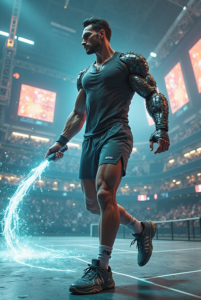 This man is wearing white football socks that reach above his knees.. These stockings are magical because they make your legs grow in a monstrous way and fill them with muscles that make the rest of your body look small.