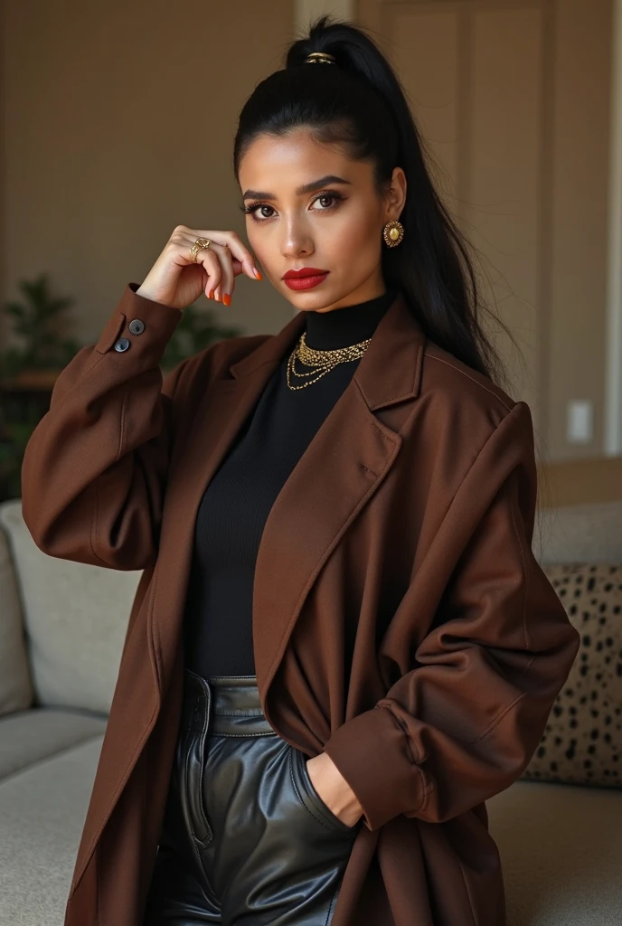photo of (Sh3il4Naz01:0.99), a woman, RAW, close portrait photo, long brown coat, long haircut, pale skin, slim body, (high detailed skin:1.2), 8k uhd, dslr, soft lighting, high quality, film grain, Fujifilm XT3 sharp focus, f 5.6, cinematic light, sidelighting, Fujiflim XT3, DSLR, 50mm ,<lora:add_detail:0.4>, <lora:LowRA:0.5>