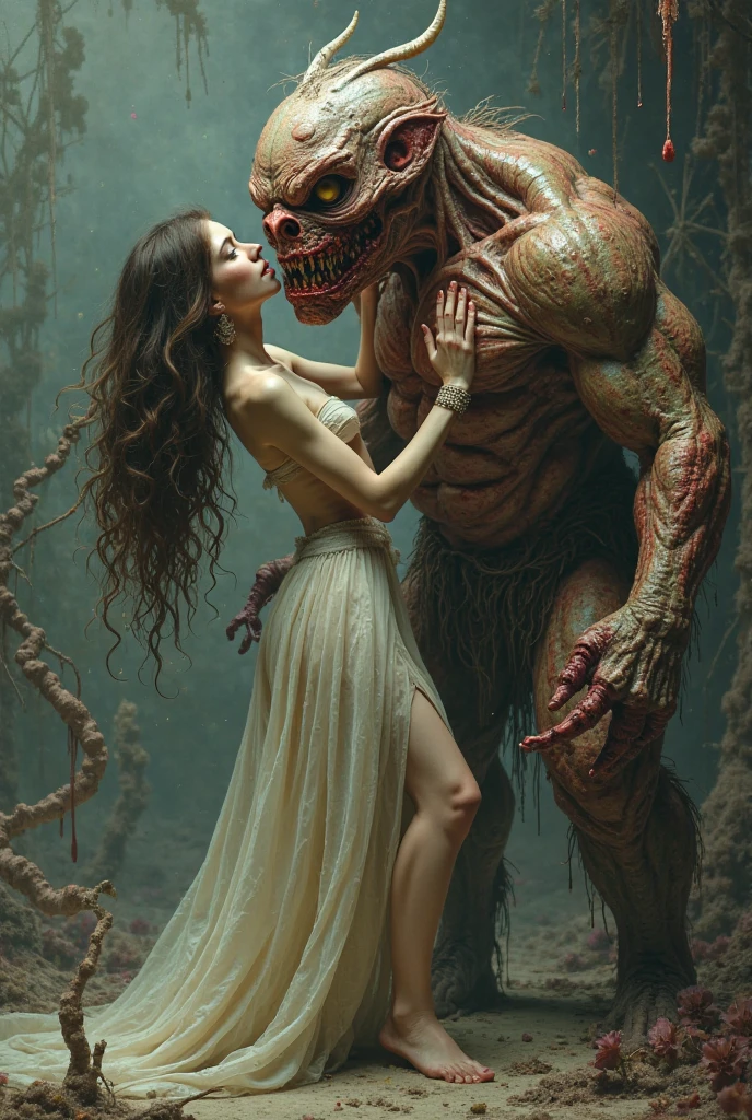 a Cancer man adoration anticipation ecstatic excited in love jealous, by Martin Wittfooth + Yaroslav Gerzhedovich, dark acrylic, sf, intricate artwork masterpiece, ominous, matte painting movie poster, golden ratio, trending on cgsociety, intricate, epic, trending on artstation, by artgerm, h. r. giger and beksinski, highly detailed, vibrant, production cinematic character render, ultra high quality model