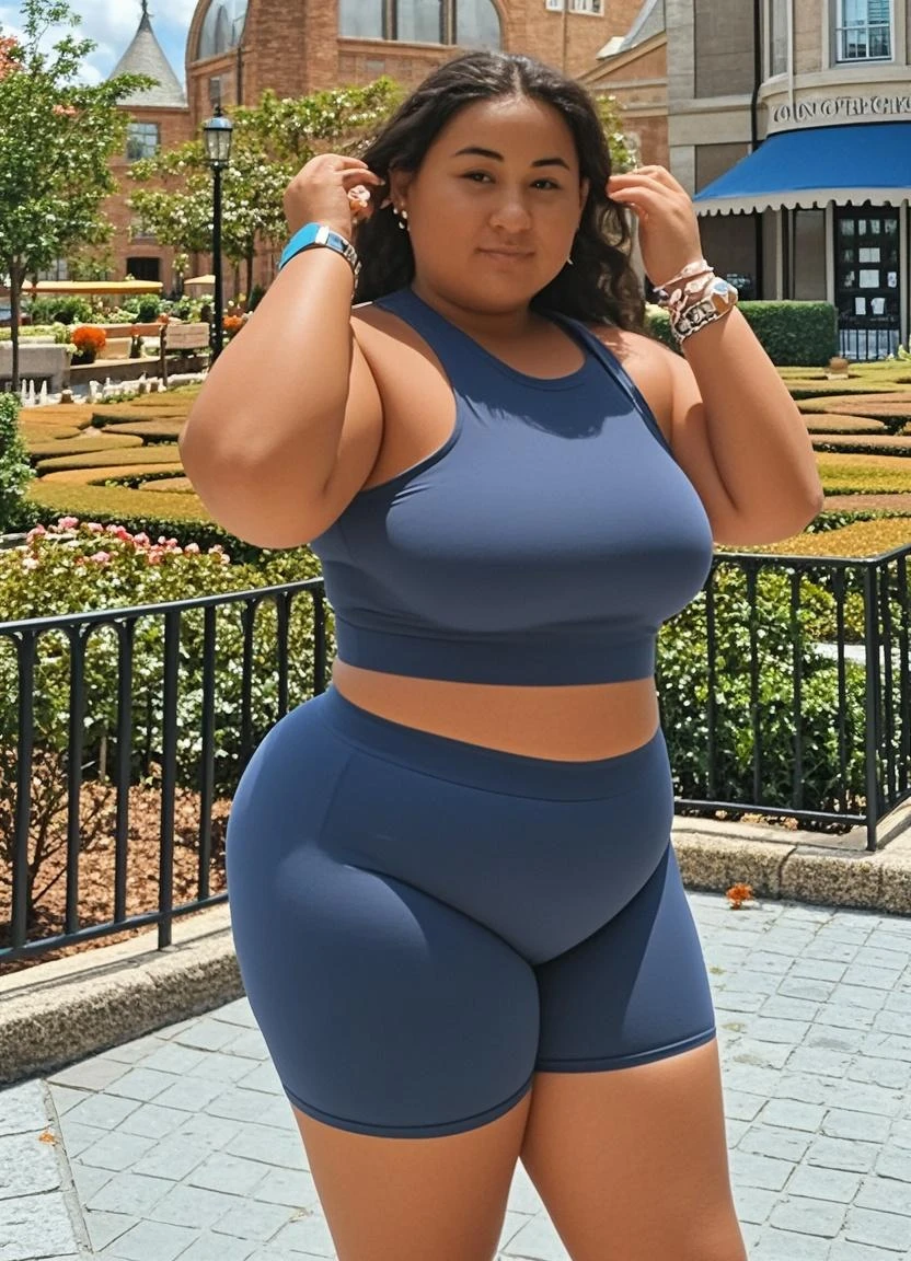 araffe woman in white shorts and a white hat posing for a picture, beautiful thick female, thick body, thick thighs, curvy hourglass figure, thick legs, fit curvy physique, thicc, thick thigs, skinny waist and thick hips, thick, curvy body, curvy model, curvy figure, voluptuous body, beautiful curvy female, wide hips
