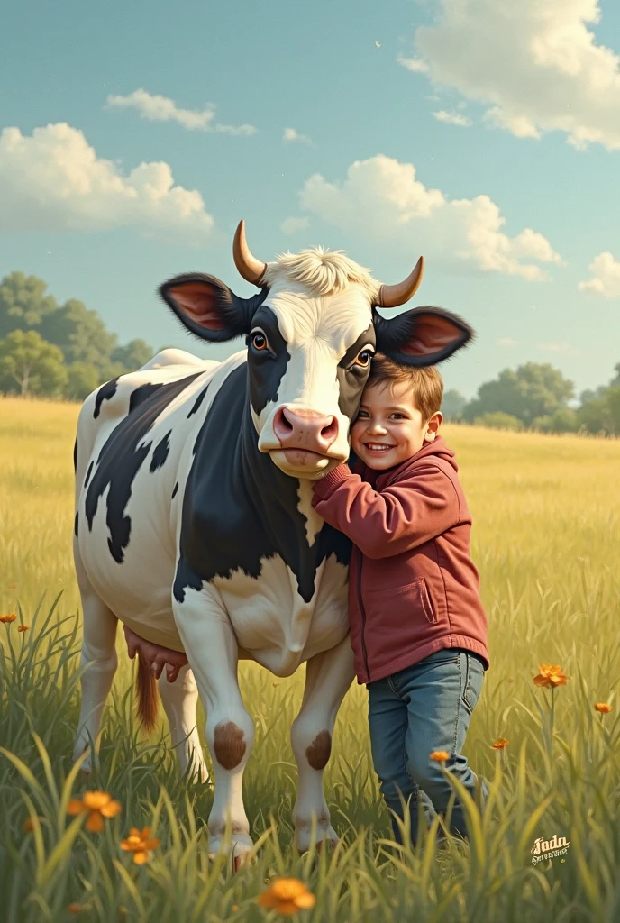The images I need have to be related to this text since it is for children from 4 to 6 years old 5. The Magic Cow on a farm, There lived a cow named Clara that had magic spots. Every time someone on the farm was sad, Clara used her spots to grow flowers and trees, filling the place with joy. One day, The farm faced a great drought and the plants began to wither. Clara used her magic to make it rain and soon the farm was green and prosperous again.. Everyone on the farm learned that Clara's kindness and magic could overcome any adversity..