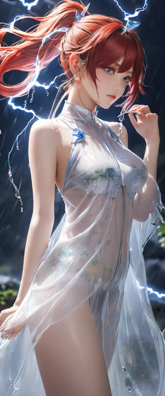 anime girl in sheery dress posing in a garden, wet swimsuit, ross tran 8 k, ross tran. scenic background, rossdraws 1. 0, wlop art, wlop rossdraws, ross tran style, rossdraws global illumination, by Victor Wang, wlop and ross tran, in the style of ross tran, beautiful alluring anime woman, by Raymond Han