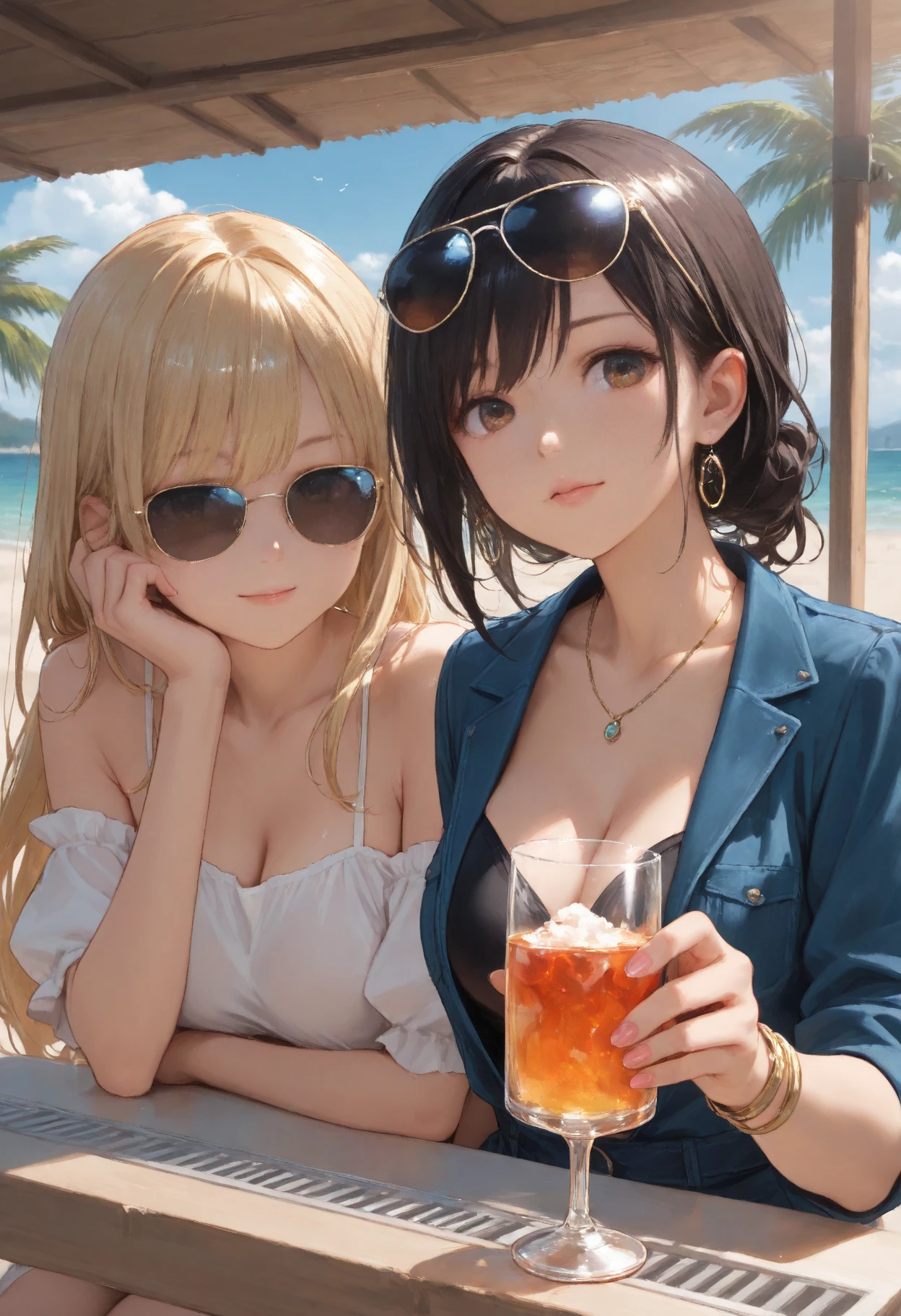 masterpiece, best quality, high quality, detailed, ultra detailed, hyper detailed, insanely detailed, exquisite, beautiful, FHD, Full-HD, 4K, 8K, 16K, highres, absurdres,summer girls!!