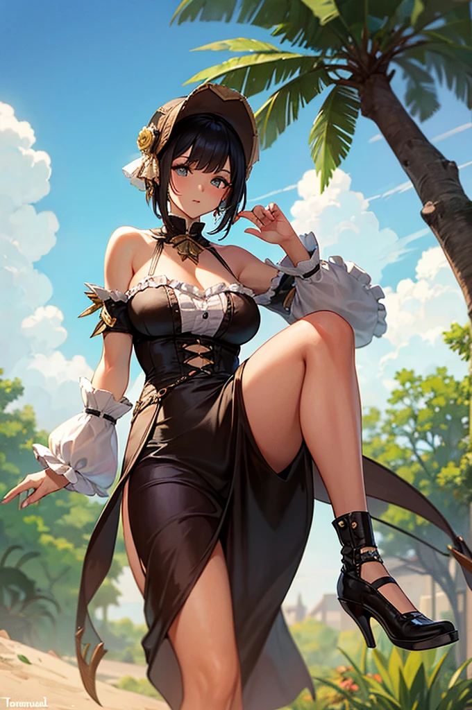woman, fence dress