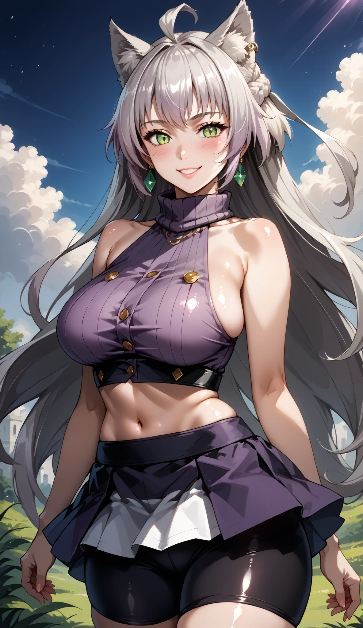 Nudes Eir a gray haired blue eyed woman smiling standing white