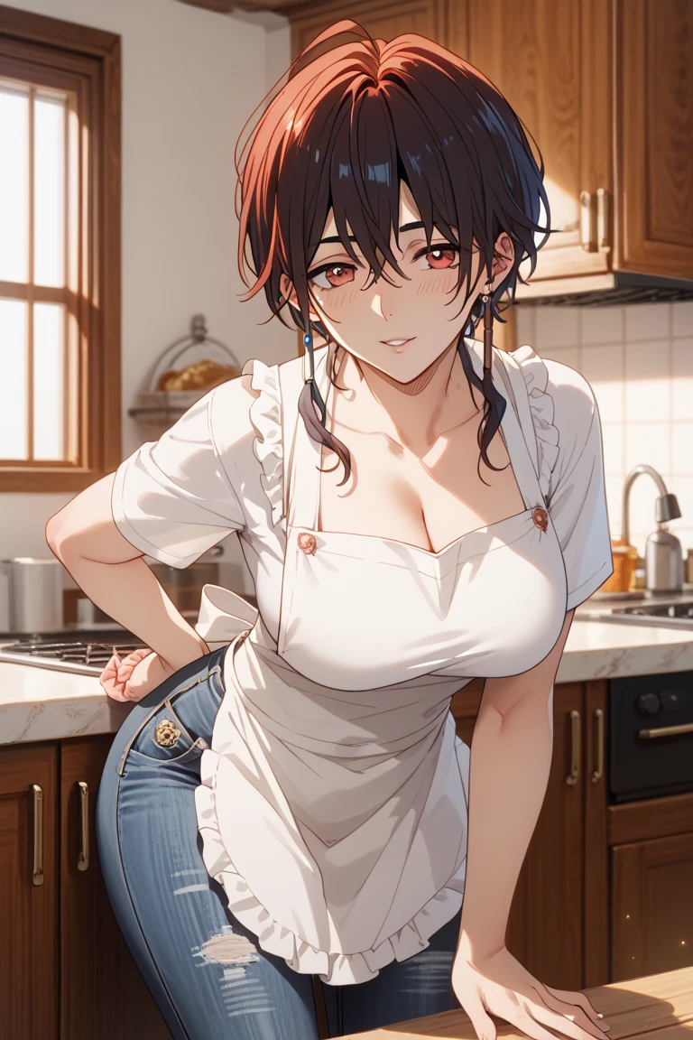 tomboy、Hands on hips、Twist your waist、Big Breasts、Side view