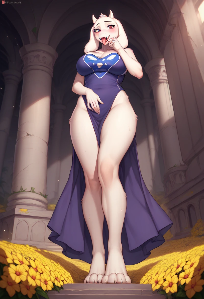 Highres witch, long straight brown hair, micro string bikini cleavage, , fully naked, High string sandals heels, belt with grimoire, ((detailed background: garden, distant wizard tower))