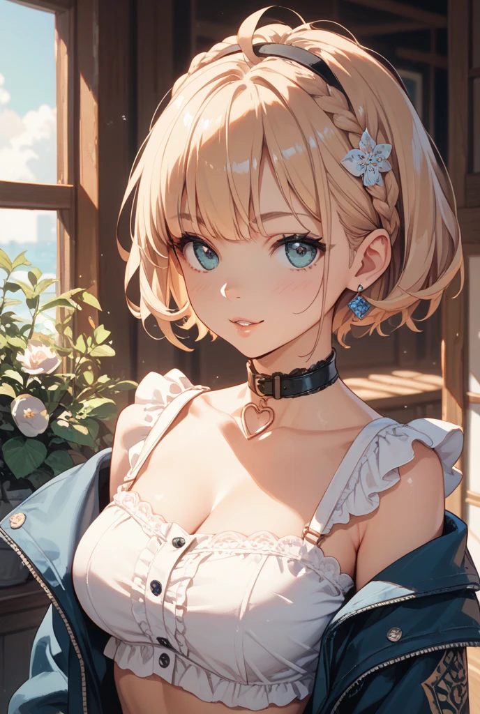 masterpiece), best quality, beautiful detailed hair detailed face, ultra high res, sharp focus, ((1 woman, solo)), perfect feminine face, upper body, close up, profile picture, in the open balcony, city view, (at the noon time:1.4), sitting on the couch, chesnut brown hair, ((beautiful shape eyes, green eyes)), look at the viewer, long hair, smiles warmly, white simple dress, (warm pastel tone)