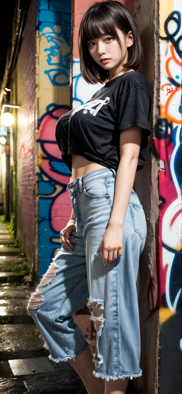 Cute Japanese woman, (16 years old), (very cute face: 1.3), red lips, white moist skin, mole, melancholy expression, (glasses: 1.2),
BREAK,
Female fitness model body, hard-toned feminine body, (muscles: 1.2), (beautiful belly button),
BREAK,
Martial artist, kung fu fighter, idol,
BREAK,
(oversized jeans: 1.3), (tank top), (white sneakers: 1.3), very large earrings, short length,
BREAK,
Short hair, (short bob hair), (bangs: 1.2), (pink hair: 1.3), (wavy hair),
BREAK,
(very large machine gun: 1.4), (holding machine gun: 1.3), (fighting: 1.2), (taking a fighting stance), (firing machine gun: 1.2)
BREAK,
(Japanese tattoo: 1.4),
BREAK,
Masterpiece, Perfect lighting, Ultra high resolution, 8K, (Highly detailed:1.4), (Front view), Looking at camera,
BREAK,
(Red and white big radio tower:1.2), (Big radio tower background:1.2), (Neon lights:1.2)