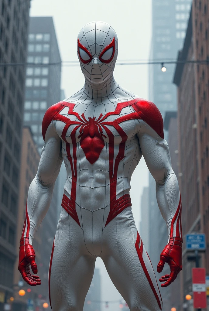 (extremely detailed 8K wallpaper), a medium photo of the white Cyberpunk Spiderman suit made from Cyan Ice by Marvel, Halloween-Thema, Halloween decorations, complicated, High level of detail, dramatic, muscular legs , muscular arms, Muscular upper body, muscular abdominal muscles , muscular shoulders, muscular body