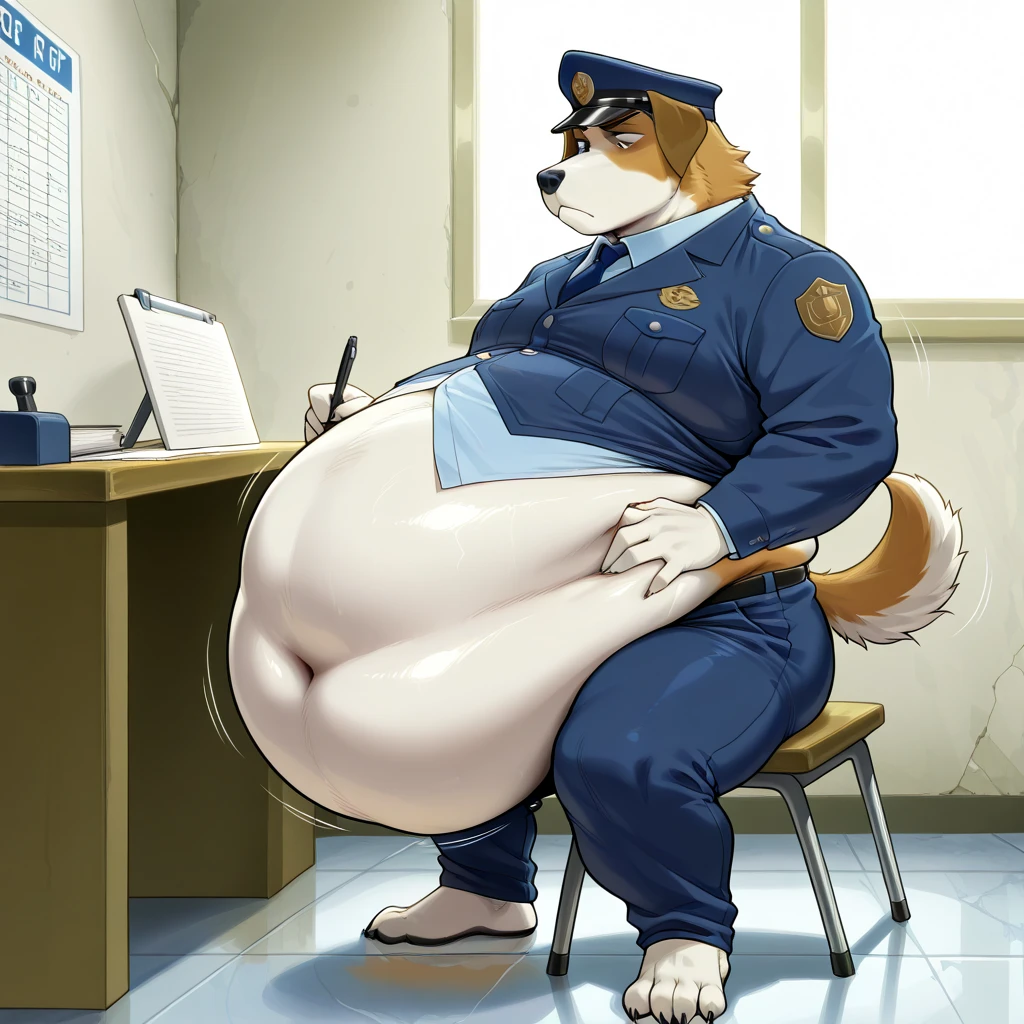 Overweight Male, Alone, Dog, Saint BERNARD, doctor, open topwear, big belly, belly, Fat, Chubby, big buttocks, Big nipples, nipples, Male mature, Old, grandfather,Old age, penis, furry, NSFW.