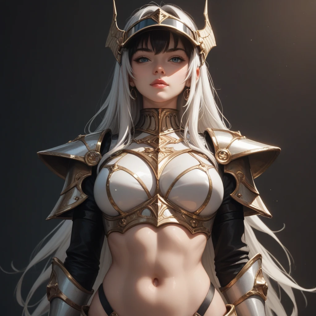 masterpiece, best quality, 1girl, olga,armor, muscular, sketch, simple background <lora:Olga:1>