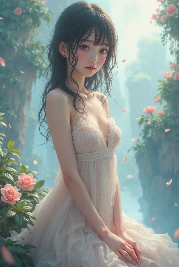 {{{{{3,318 trillion pixels high resolution, nsfw, Realistic scenery and lovely girl who is moaning madly as she masturbates with her fingers in her cunt for the first time, A full whipped deep cleavage rapidly emerged, thicken the lips look pretty, Boobs are fluffy and bouncy, Tits that get rounder bigger her deep tight cleavage}}}}},{{{{{A neat girl who stands on her knees and opens her crotch traces her crotch with her fingertips and with a moan experiences her first climax and becomes a little more mature and innocent masturbator, It's too clean and innocent to see her go into her own world nipples out mouth open panting and masturbating as she climaxes over and over again, The moment when the eyes of the heroine's girl are replaced with kaleidoscopic irises, magical in a romantic Cylindrical crystal herbarium showcase filled with oil, Herbarium-soaked her tits become so plump that they break the blouse of an even smaller-sized girl and her hair grows longer and sexier while she still looks like a girl, Cuteness preserved forever shining in exchange for life from her, wearing cute ribbon blouse and skirt, frills scrunchie on her wrist, her beautiful slender underbust, slender curvy cute waistline, an lewd fetish for lips and necks and waistlines, her clearer nip line from underbust to hips, gloomy straight wig, thick vivid lips}}}}},{{Extremely detailed}},{{{{{heroine girl's Sexually unused body with pure and innocent aura}}}}}