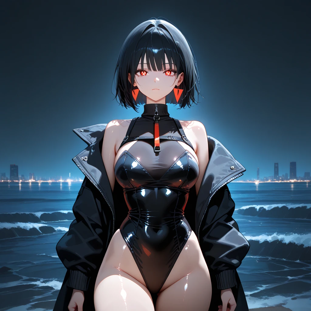 (masterpiece:1.4),(best quality:1.4), soft lighting, moonlight, beautiful face, beautiful eyes, cowboy shot,
Annerose, 1girl, solo, female mature, black hair, long hair, (yellow eyes:1.4), large breasts, leotard leather, skin tight, hair intakes, covered breasts, exquisite eyes detail, exquisite character design unity details 8k hdr, professional art, landscape, (solo:1.5, cowboy shot:1.5), night, stand in the middle of lake surrounding by waterfall, sexy body, milf, 35 years old girl, big thighs, sexy waist, fully covered breasts
