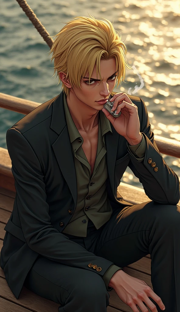 Blonde Mohawk, Cigarette, Sea, Young Man, Halo