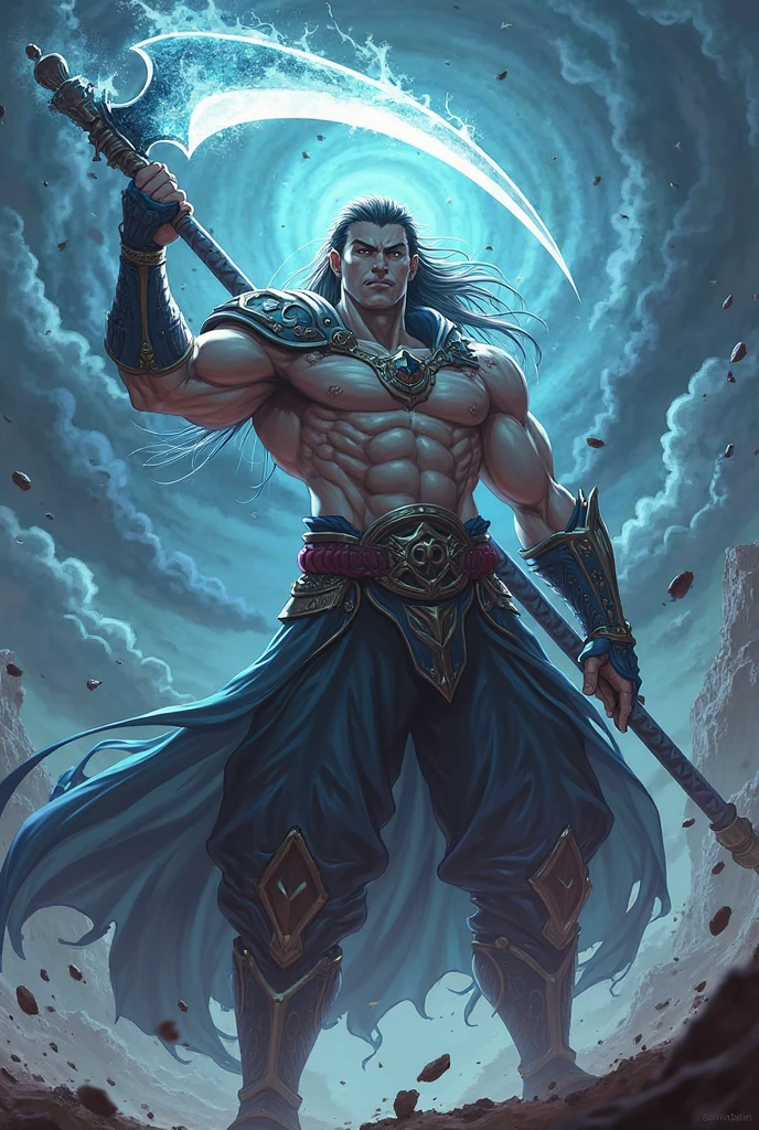 Create a male character with air power using a staff