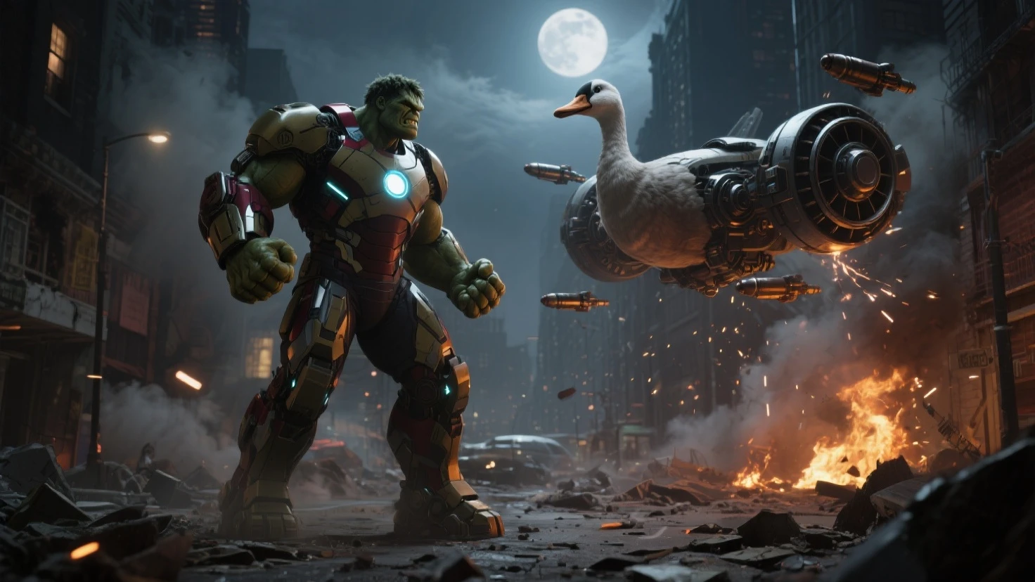 Rooster killing Hulk with blood