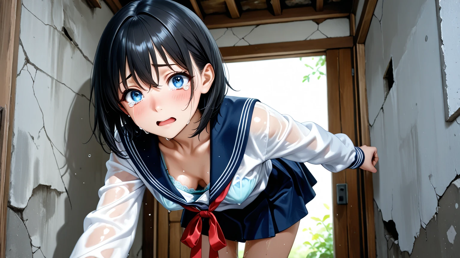 ３d、3D、High resolution, Ichigoya,Full nudity、girl、cute 、Thick pubic hair、Nipples、Thighs、Eyes of Love、Sweaty、Sweat in the crotch area、Young Face、beautiful, 写真のようにGenuineな画像、In detail、High resolution、masterpiece、4K,8k.Genuine、Ultra Clear、short hair、low length、Sailor suit、School、Close your eyes and yawn loudly,shout、