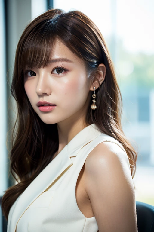 best quality, face focus, soft light, ultra high res, (photorealistic:1.4), RAW photo,
1japanese girl, solo, cute, (pupil, lights in the eyes),  detailed beautiful face, (small chest),(high resolution detail of human skin texture),
(long hair),
indoor,
Damask Shirt Dress,
(portrait)
