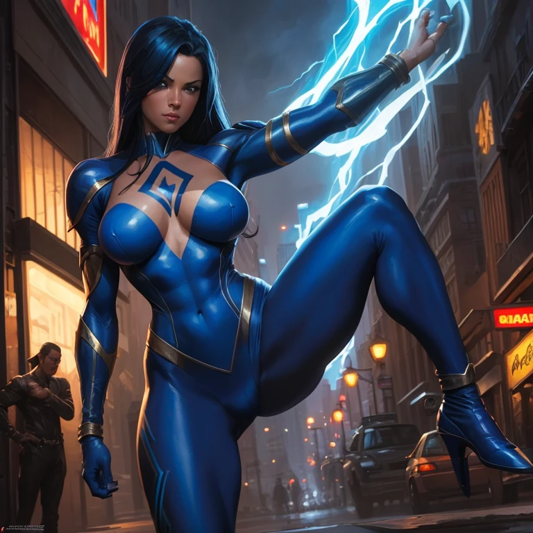 Blue Power Ranger, hurricane ,Sexy goth woman big breast, character sheet,