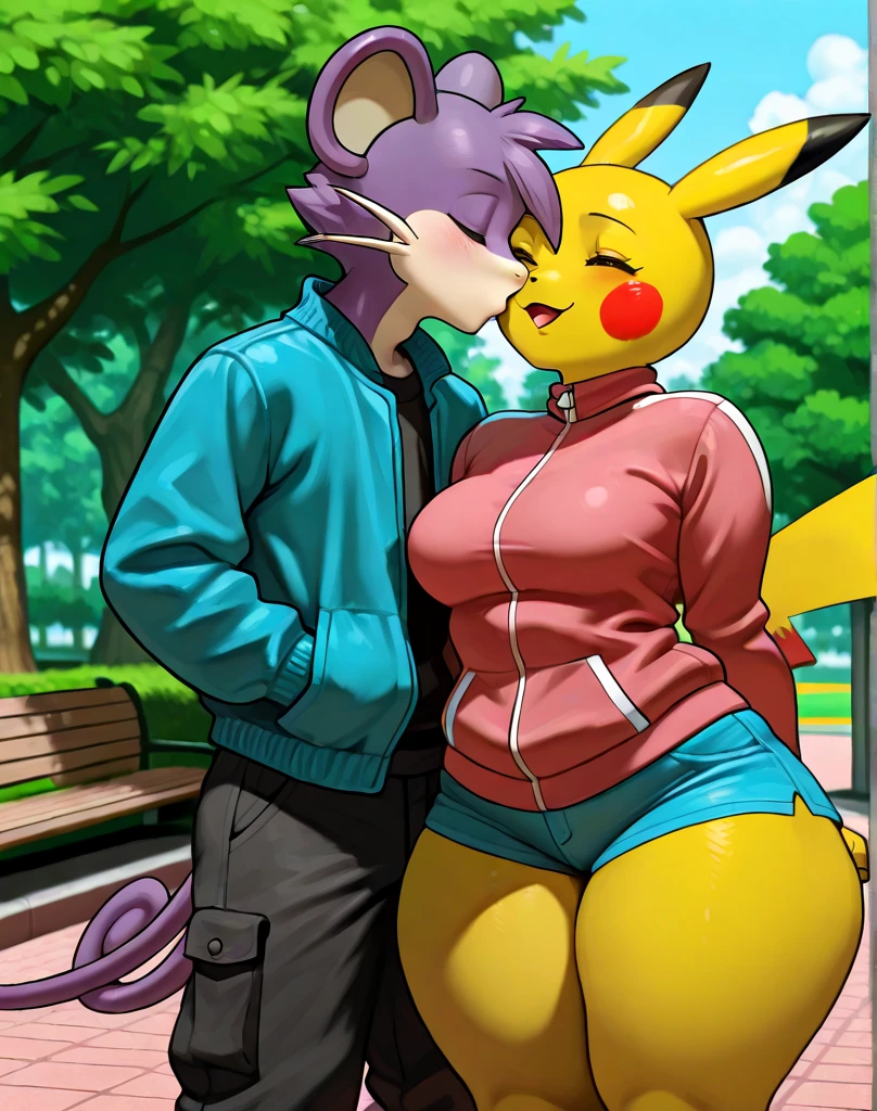 Pikachu, rostro detallado, cara de orgasmo, figura definida, piernas gruesas, cintura delgada, senos enormes, much more voluptuous, more muscular, Much more lascivious, suck cock