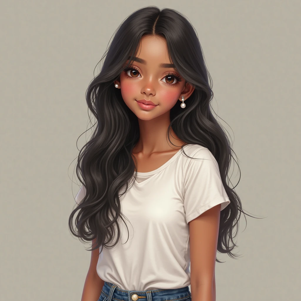(masterpiece, best quality), deep ebony 1girl, beautiful face, wavy hair, childish face