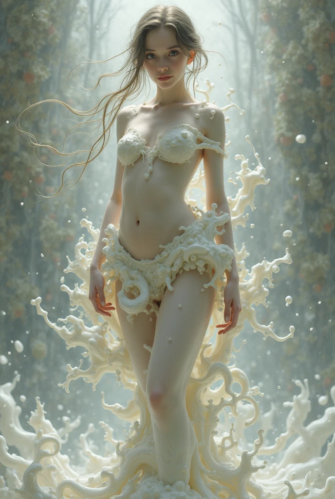 (dynamic pose:1.2),(dynamic camera),cute mythological skinny slim young goddess,(long blonde curly hair:1.3),(look to camera),(posing for photoshoot:1.2), godrays,(wind swirl floating (milk splash) on abstract volumetric background:1.3), in the style of intimacy, dreamscape portraiture, solarization, shiny kitsch pop art, solarization effect, reflections and mirroring, photobash, (composition centering, conceptual photography), <lora:add_detail:0.25>, (natural colors, correct white balance, color correction, dehaze,clarity)