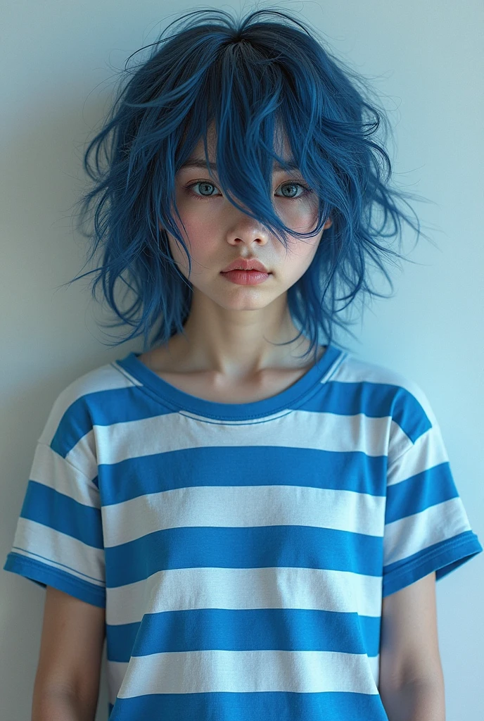 Expression sadness blue hair blue eye blue clothes girl version