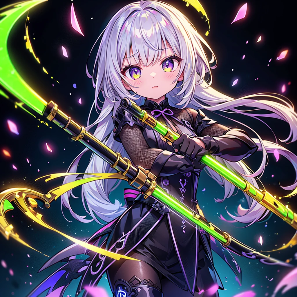 masterpiece, Highest quality, Anime Style, Green crystal girl, Long pink hair, ponytail, blue eyes, green glass, Transparency, Green light particles, Green Aura, effect, action, Flying kick, Stiletto heels, Translucent green clothing, wind effect dancing from the hands, Shiny green background, Full Body Shot, White light particles, yellowの光粒子, Gloss, Gloss, Three-dimensional, Concave and convex, Explosive power, Spirit, There is a sense of tension, urgent, And fierce battle; This composition depicts the girl from a distance; A powerful green energy wave is released; Lightning flashes behind her, The surroundings are illuminated in green.. She is surrounded by a blue aura, purple, yellow. Powerful and dramatic. Dynamic and colorful visuals. This anime uses soft, watercolor-like brushstrokes to create delicate lines., Multiple cells are stacked、The texture of the ink is expressed. Bringing out quality through meticulous work., Gloss感, Gloss