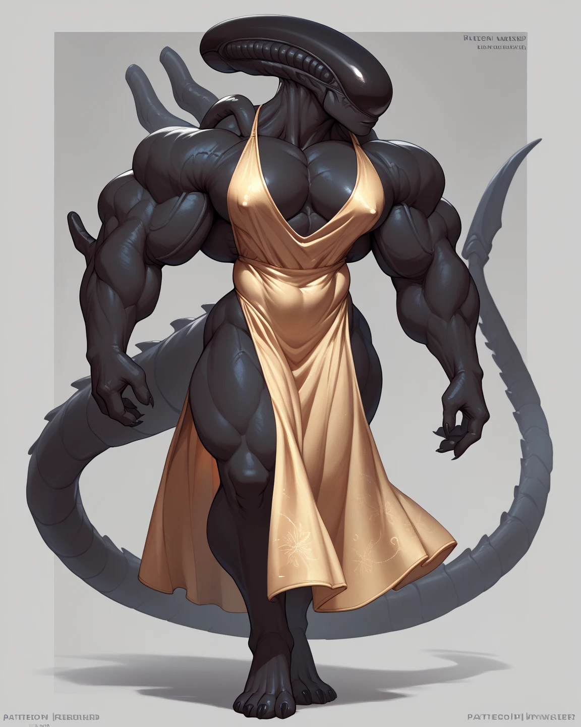 Lamia girl, long cleopatra hair, dragon horns, muscular body, gigantic penis, big breasts, black ninja mask, 4 arms, full body.