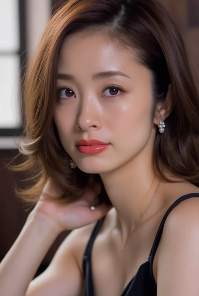 ((Realistic lighting、top-quality、8K、​masterpiece:1.3))、Clear focus:1.2、NSFW:1.5、nudde:1.5、((realisitic)) , ((Real Light、top-quality))、Model body type:1.4、(dark brown  hair、tits out:1.2)、Clean crotch、sexypose、lying back、Open your legs、Tropical seas、sofas、(25-years old:1.3)、hyperdetailed face、A detailed eye、二重まぶた、a necklace、Bracelet、Hair over one eye、high-heels、Lace veil、
