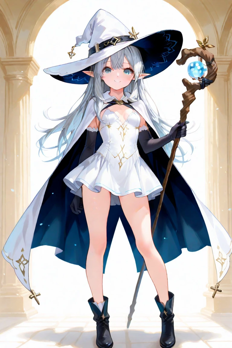 girl、Young children、White underwear visible、Silver Hair、Long Hair、Witch costume