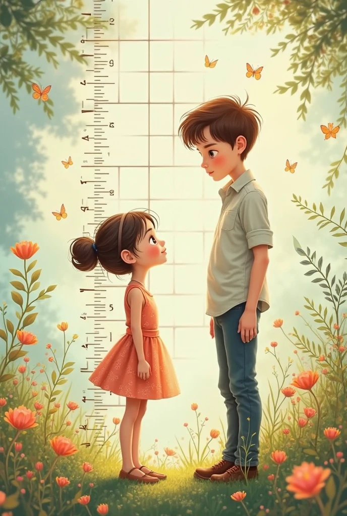 can you make an image of a boy with height 1.7m vs a girl with height 1.52m