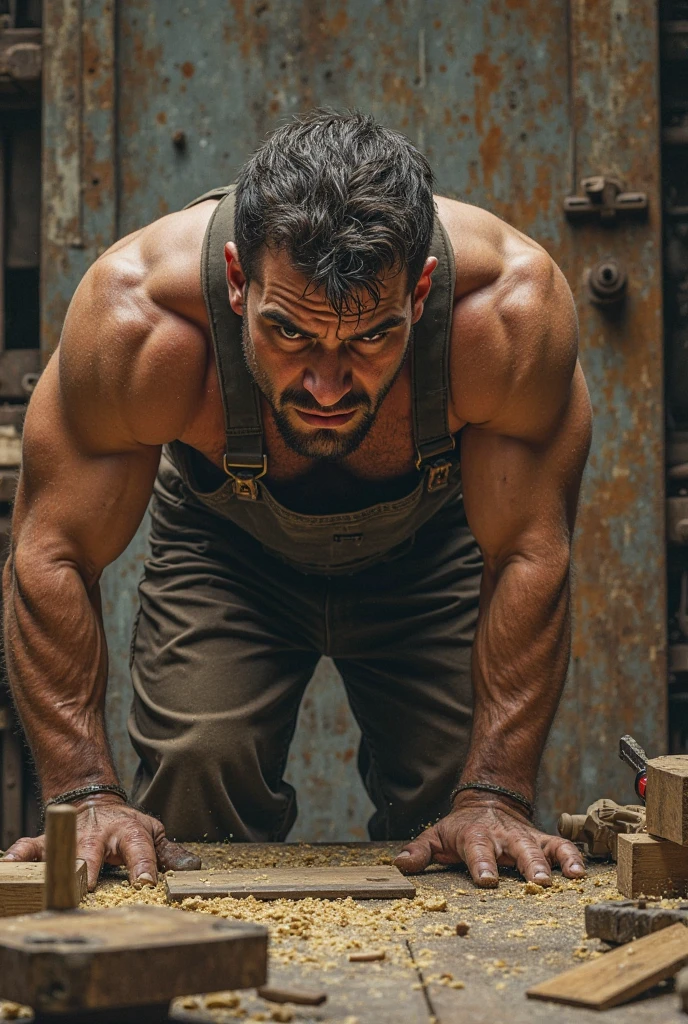 a Man breaking walls using hammer
