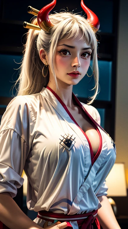 artwork, Better Quality, 1. Muller, High resolution,  beautiful girl ,  yamatowanpi，Big Breasts，Cleavage，White collar blouse，Looking into the camera，Bust photo，Sexy Servant，blush，seabed