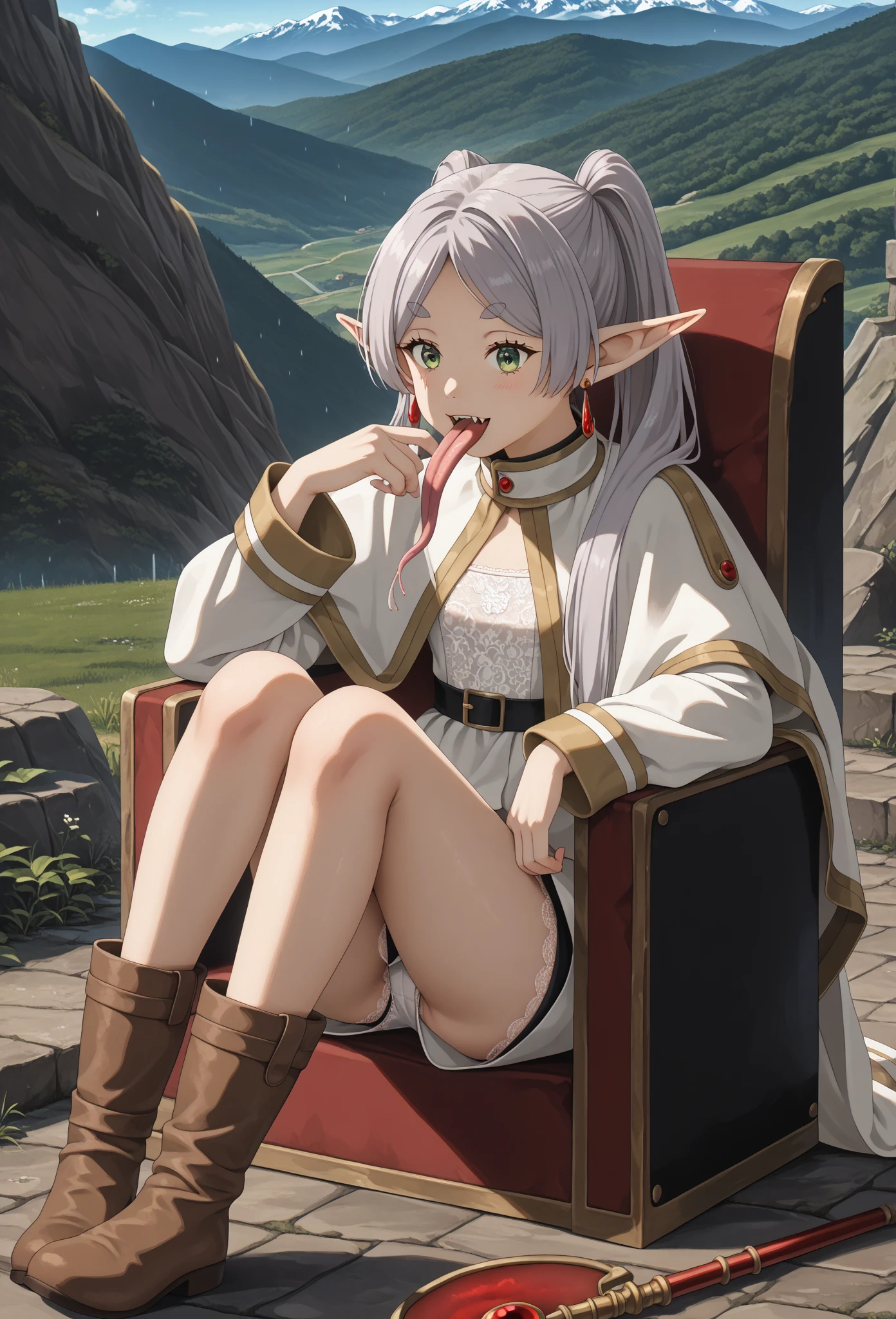 maman sexy, 30 ans,chef-d'œuvre, meilleure qualité, ultra-détaillé, illustration, kawaii, lumière détaillée, Malheureux, fier, Ahegao, rougir, beau corps détaillé, Yeux pétillants détaillés, 1fille, nu,tir de cow-boy, Super Mini Bikini Blanc, bas sexy blancs, Montrer les mésanges, seins très courts et petits, pose aléatoire, la sueur, érotique, Vue de dessous, rougirful, la nuit, Debout, jambes écartées, améliorer, cum bouche,longs cheveux blancs twintails, oreilles d'elfe