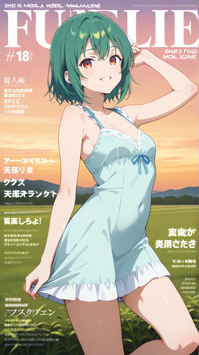 (best quality),(masterpiece),high detail,highres,CG, (wind lift), (illustration:1.2),(flat color),([watercolor::0.9]),(lineart),[:anime screeshot:0.5], depth of field,reality ray tracing,cinematic lighting,sunlight filtering through (trees:0.6),shade, 1girl, solo, vampire, cowboy shot,dynamic angle, head wreath, (bob cut),(blunt bangs:0.8),(asymmetrical bangs), short hair,[azure hair::0.7],[:Purple colored inner hair:0.3],(ahoge),[ears visible through hair:hair behind ear:0.5], bare shoulders, (red eyes:1.2), (collarbone:1.2), (bikini:1.1), small breasts, closed mouth, condensation trail, outdoors, (blue sky:1.1),
