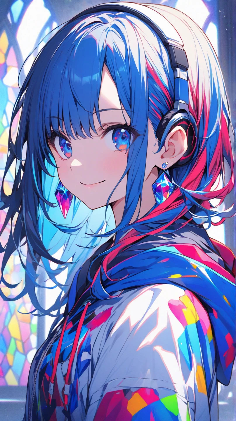 Masterpiece, best quality, 1girl, beautiful, colorful background, vibrant colors, cheerful, white long hair, perfect face, color splashes