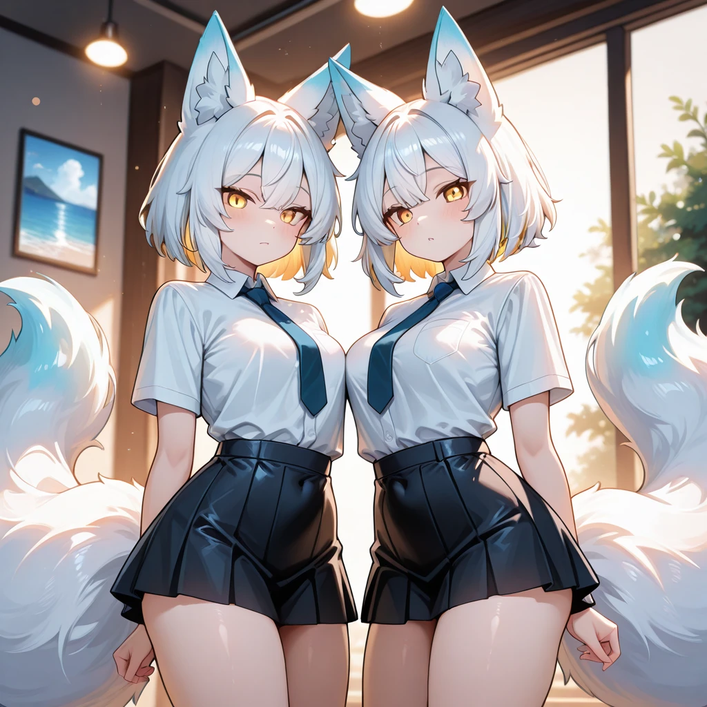 Very detailed、Highest quality、Best image quality、masterpiece、8k、(Two women standing side by side:1.5、Two women hugging each other)、(shoulder-length blonde hair、Medium Long Hair)、(smile、Open Mouth) 、(Hilarious)、(Big eyes)、(Beautiful and shining eyes)、(Detailed anime eyes)、(Puffy eyes)、(Big Breasts:1.5、topless:1.5、only breasts are in full view :1.5、bare breasts:1.5 、bare nipples:1.5、 thick nipples、erection of nipple、pepperoni nipple、necklace)、((SFW Huge Body))、Cowboy Shot、(highleg panties:2.0、Calvin Klein T-back、ckundies)