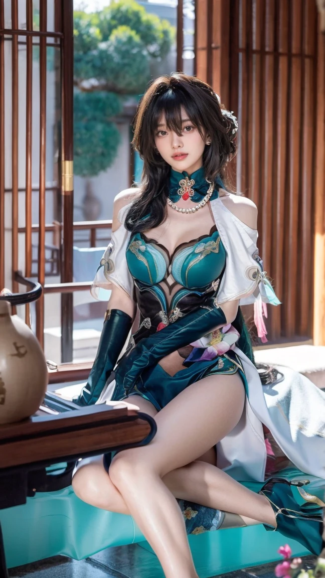 masutepiece, Best Quality, Illustration, Ultra-detailed, finely detail, hight resolution, 8K Wallpaper, Perfect dynamic composition, Beautiful detailed eyes, Natural Lip, sexy knitted dress , Big breasts, cleavage, Random sexy poses, full body, (open breast) , (huge breast) , nice breast