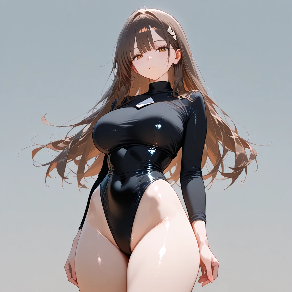 nsfw,slip,1 girl,Solo,pov,face,(high-leg_one-piece),sidecut,black hair,red eyes,long hair,Tsurime,Curvy,crotch,Wedgie,masterpiece, best quality, very aesthetic, absurdres,straight-on,medium shot,