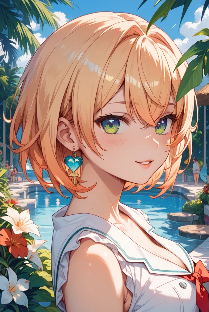 (Highest quality, 4K, 8k, High Resolution masterpiece:1.2), Very detailed, Picturesque, Anime-style photos, Photo Animation:1.37)、a beautiful girl、(Brunette Hair)、(pixie cut)、gyaru、tan、downtown area、Ecstasy face、trembling、Sweat、Drooling、crying、vapor、Black choker、pierce、necklace、bracelet、