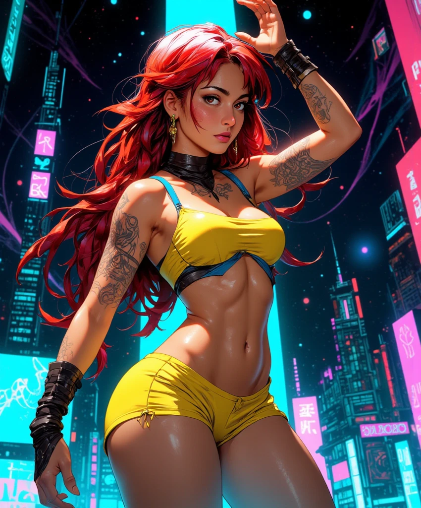 ((showing backside and ass)) ((April oneil from age mutant ninja turtles animated series)) ((beautiful face)) (red lips) ((big bright eyes)) ((short brown hairstyle with bangs)) ((very huge breasts) ((perfect slim body)) (wears yellow tiny string thong)) ((choker)) ((posing sexy inside apartment)) (high definition, dynamic lights and shadows) ((masterpiece)) (8k) (perfect face) (best quality) (perfect hands and eyes)