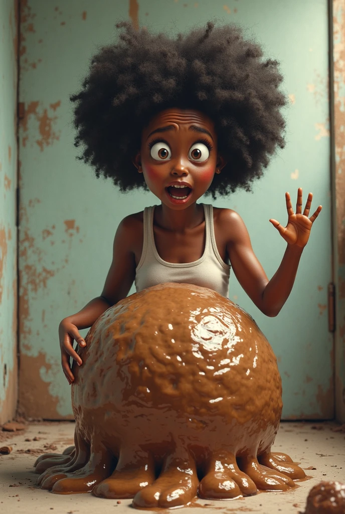 Creates a black girl inside a Gloryhole sucking a black penis  