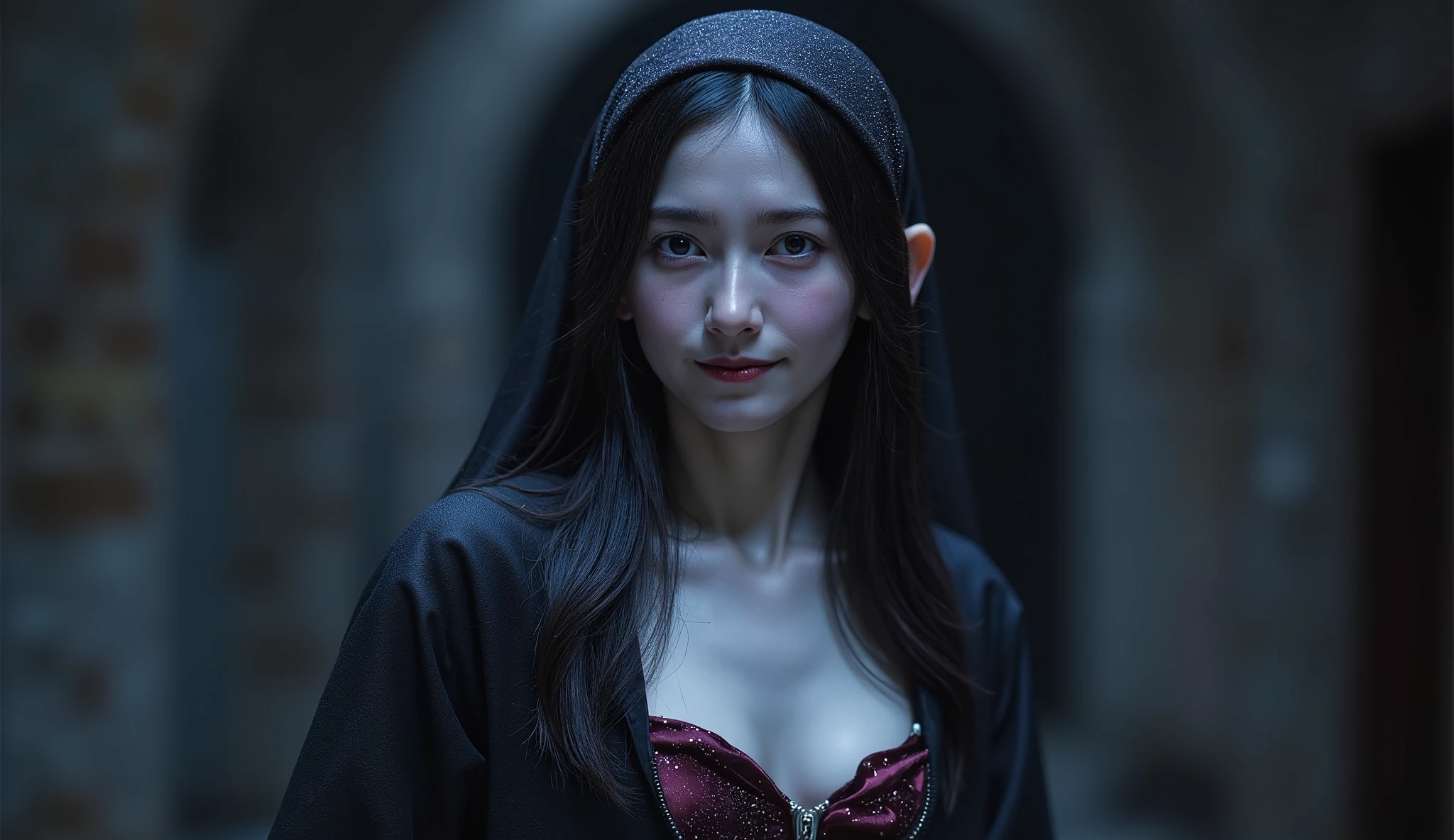 ((Highest Quality)), ((masterpiece)), (detail), (Female Drow Slave's Bikini Breasts Are Covered)(Smile) gray skin, gray hair ,short hair, straight hair, purple eyes. She likes white and silver clothes and、Prefers dark blue or purple robes , small breasts, (((exposed breasts))), Unzip:1.2, ((My chest is popping out)), ((costume is Unzip from her chest to her vagina)), narrow waist, wide hips ((bare breasts)), slender body, thigh gap, Tiny Head:1.5,skinny, (oily skin,Sparkling Skin,Black Skin,sweat:1.2), dungeon background, detailed eyes drawn on a giant_Knockers, ((very precise detail)) ((Hi-Res), (Fuck),
