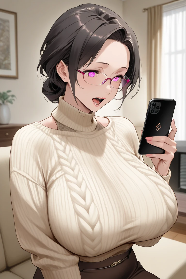 (master pieces),8k,best quality,(1 girl:1.3),(solo:1.3),full body,36 years old,milf,(mature female),black hair,sngle braid,black eyes,large breasts,(sweater:1.3)+(jeans:1.2),