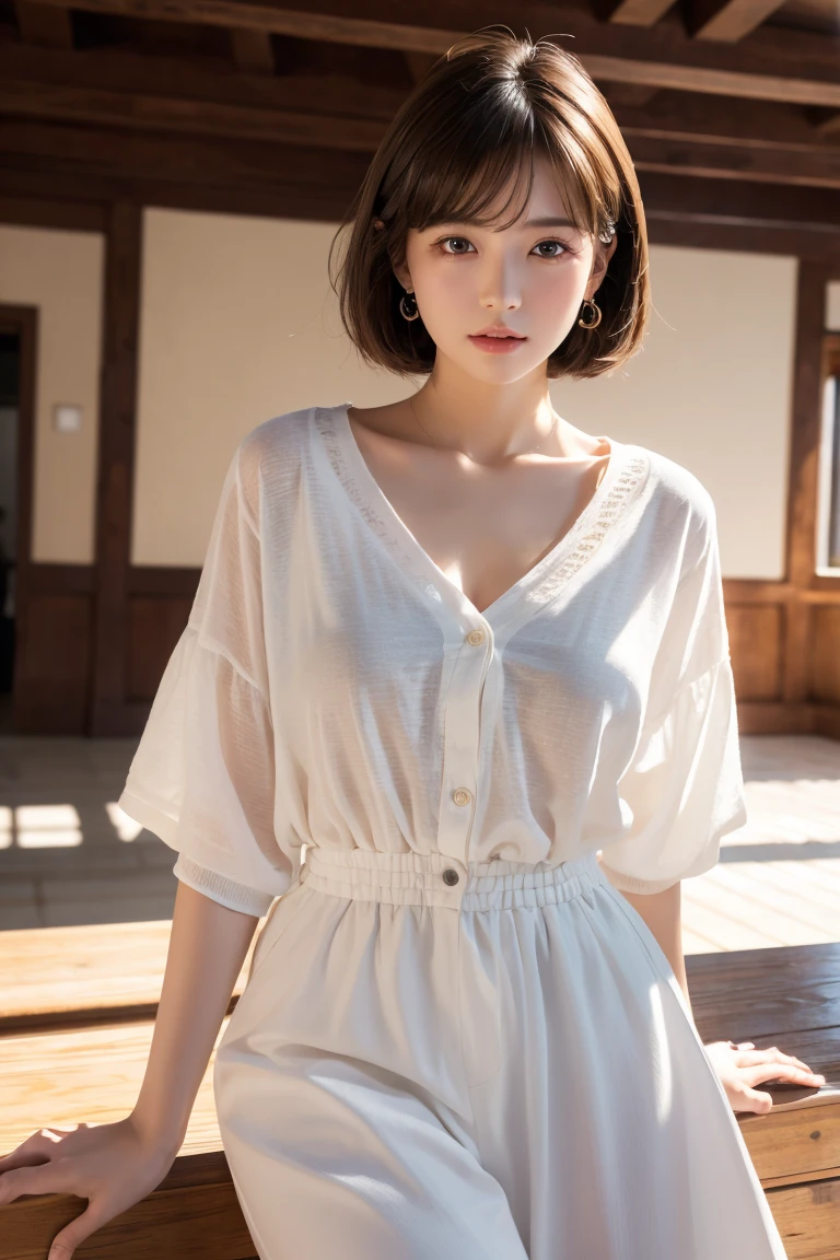 (Masterpiece: 1.3), (8k, realistic, RAW photo, best quality: 1.4), young Korean girl, depicting the beauty, Best quality, high resolution, masterpiece, best detail, 8k, close-up, to create a simple and unique image, .create art that touches the heart and inspires a deep spiritual connection, Above knee length unique dress, 
