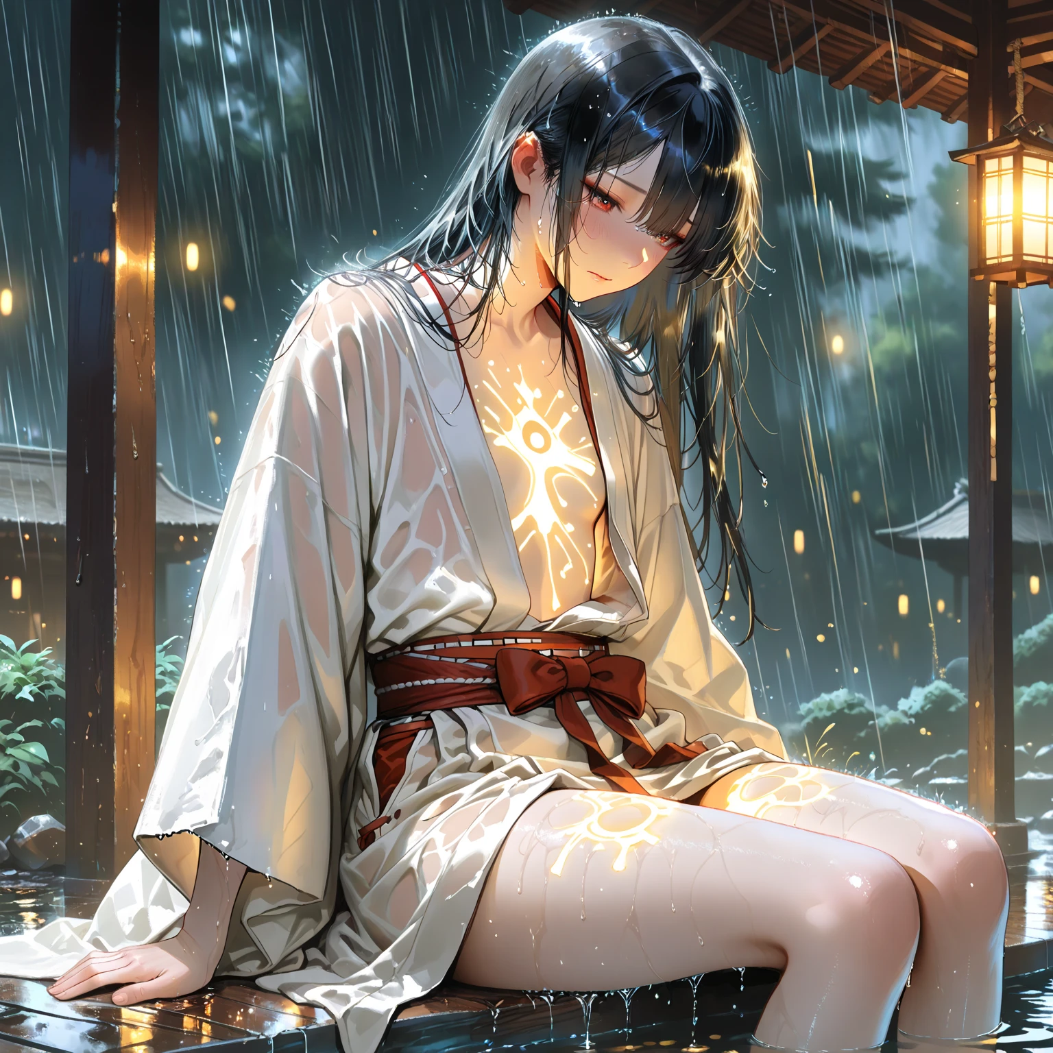 chinese woman，knight，long hair，single eyelid，Wearing cotton-padded jacket boots，Looking up to the sky and crying bitterly，Looks sad，Fall to your knees。
